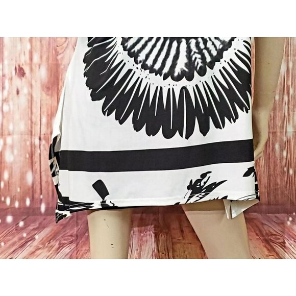 Emilio Pepe Italy Graphic Flower Asymmetrical Hem Adjustable Short Sleeve Top L - Picture 10 of 16